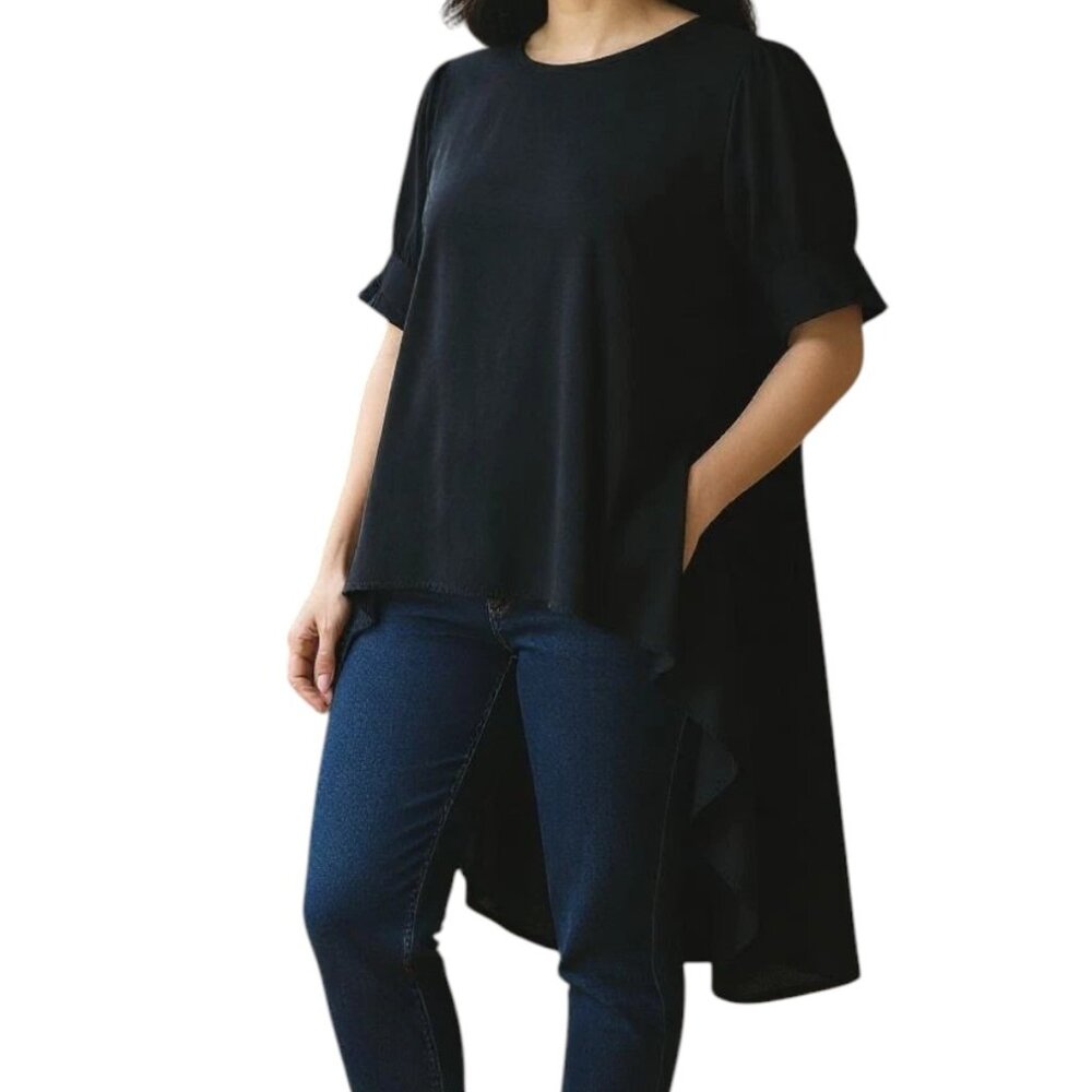 Patrizia Luca Black High Low Blouse Medium Wimsigoth Lag And Look NWT